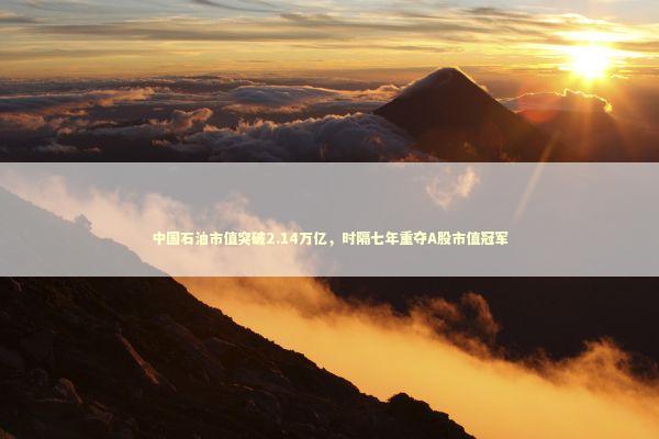 中国石油市值突破2.14万亿，时隔七年重夺A股市值冠军 新闻